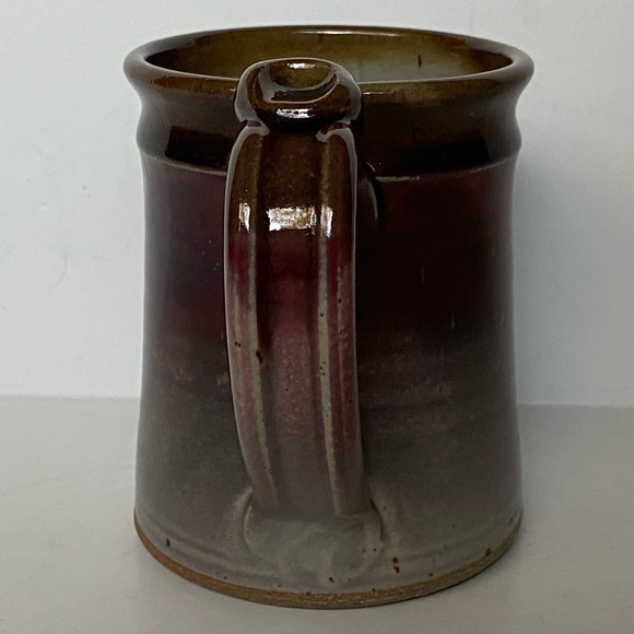 Hand Thrown Studio Pottery Mug Stein Cup Ombré Beige Red Glazed Signed 4.5” EUC - Picture 6 of 14
